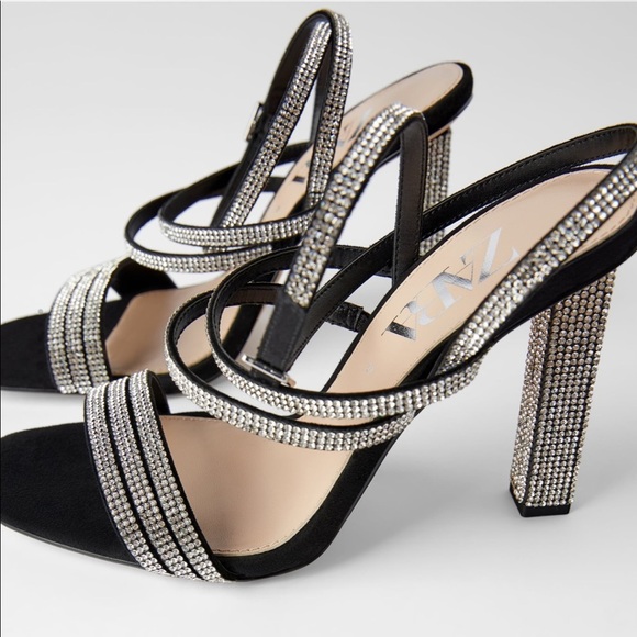 ZARA Jewel Beaded Heeled Sandals - Picture 1 of 7